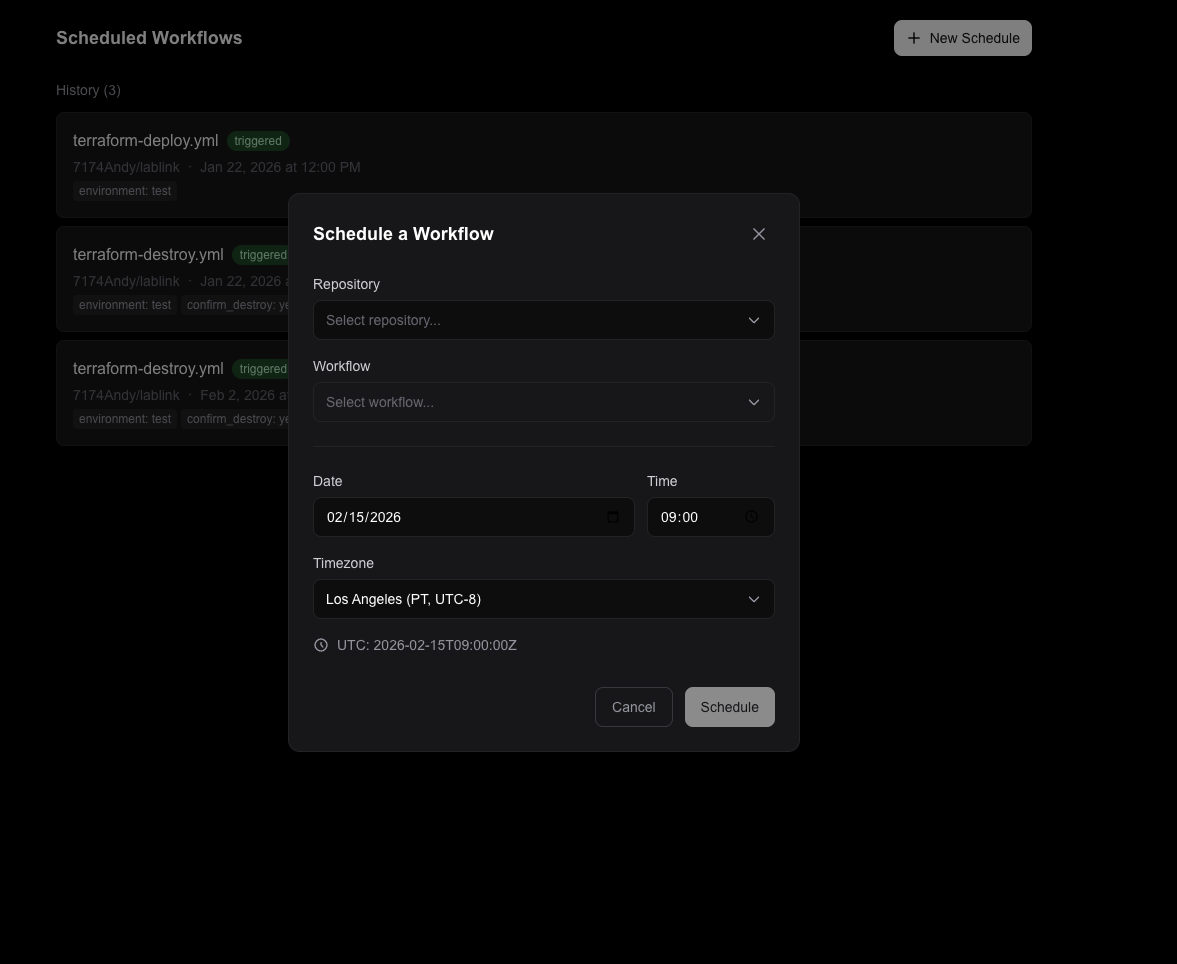 Gitcron new schedule modal